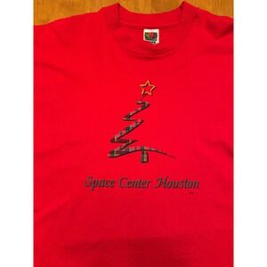 Vintage 1997 Space Center Houston NASA Christmas TShirt Red XL Fruit of the Loom